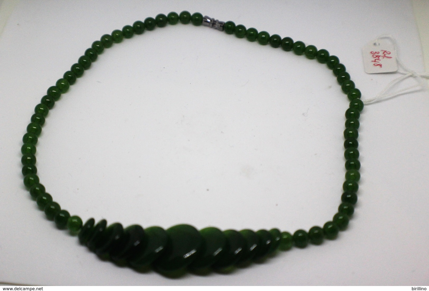 3848 - Collana Di Giada Naturale (serpentino New Jade) Lucidata A Mano. Peso Totale 38 Gr. - Arte Oriental