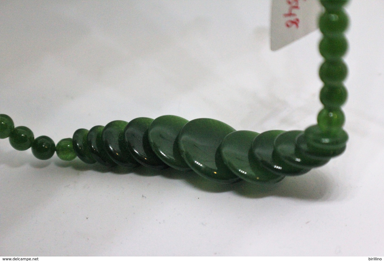 3848 - Collana Di Giada Naturale (serpentino New Jade) Lucidata A Mano. Peso Totale 38 Gr. - Arte Oriental