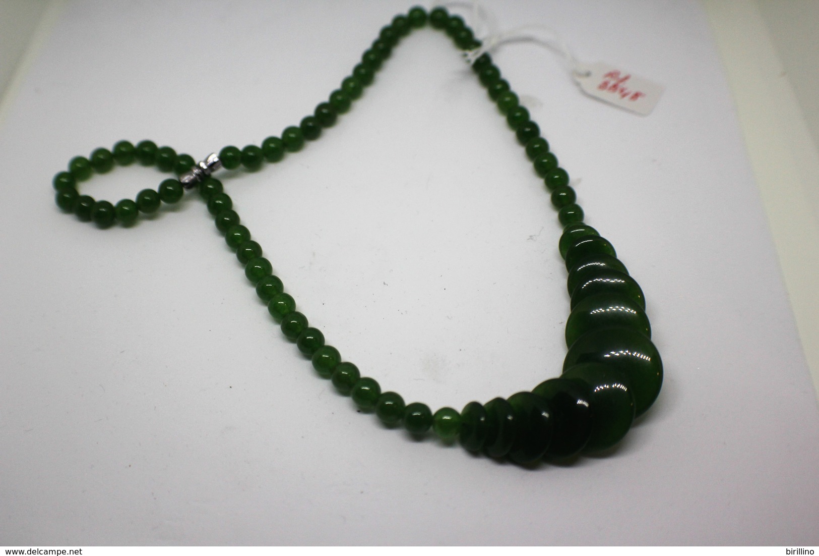 3848 - Collana Di Giada Naturale (serpentino New Jade) Lucidata A Mano. Peso Totale 38 Gr. - Arte Orientale