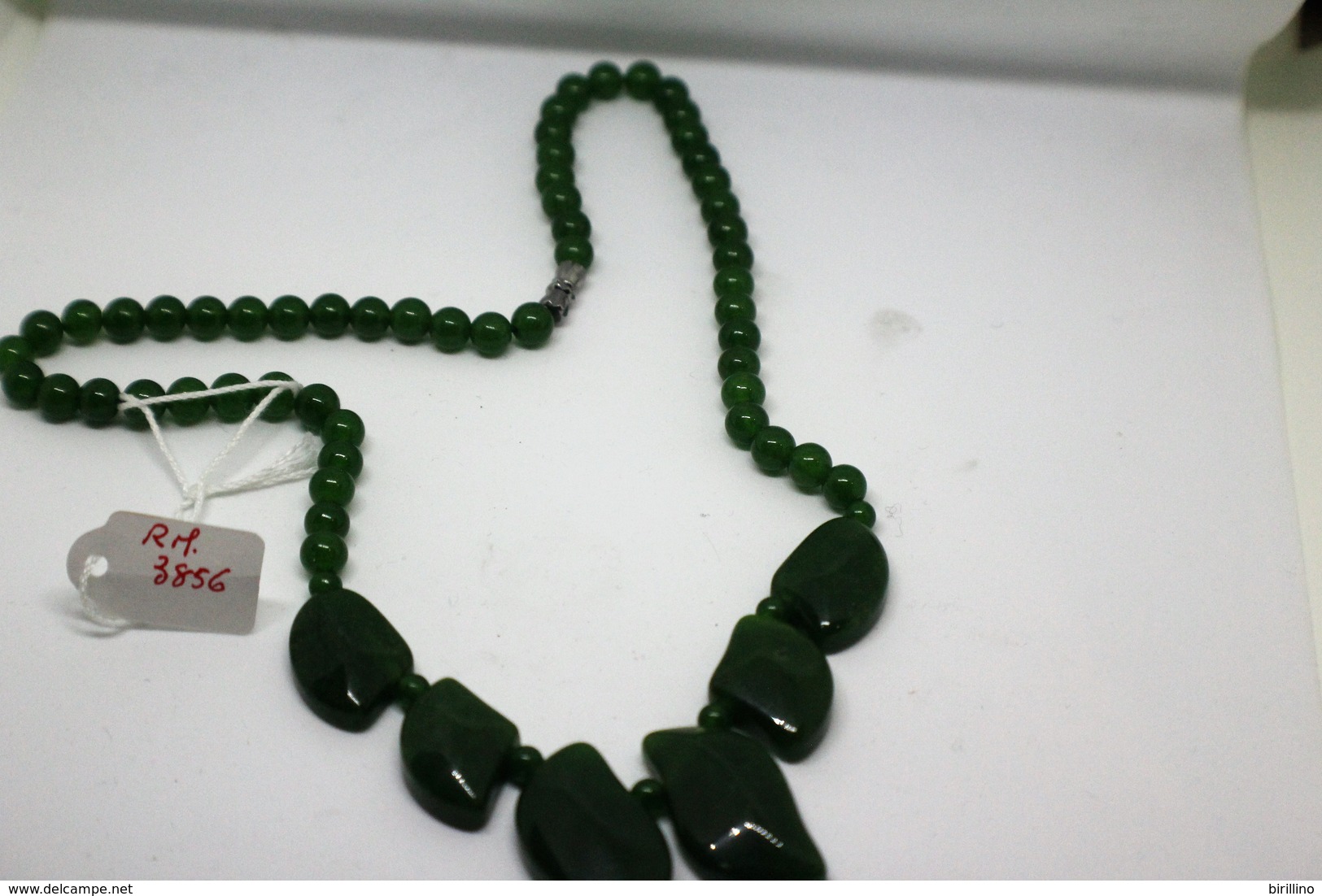 3856 - Collana Di Giada Naturale (serpentino New Jade) Lucidata A Mano. Peso Totale 44 Gr. - Art Oriental