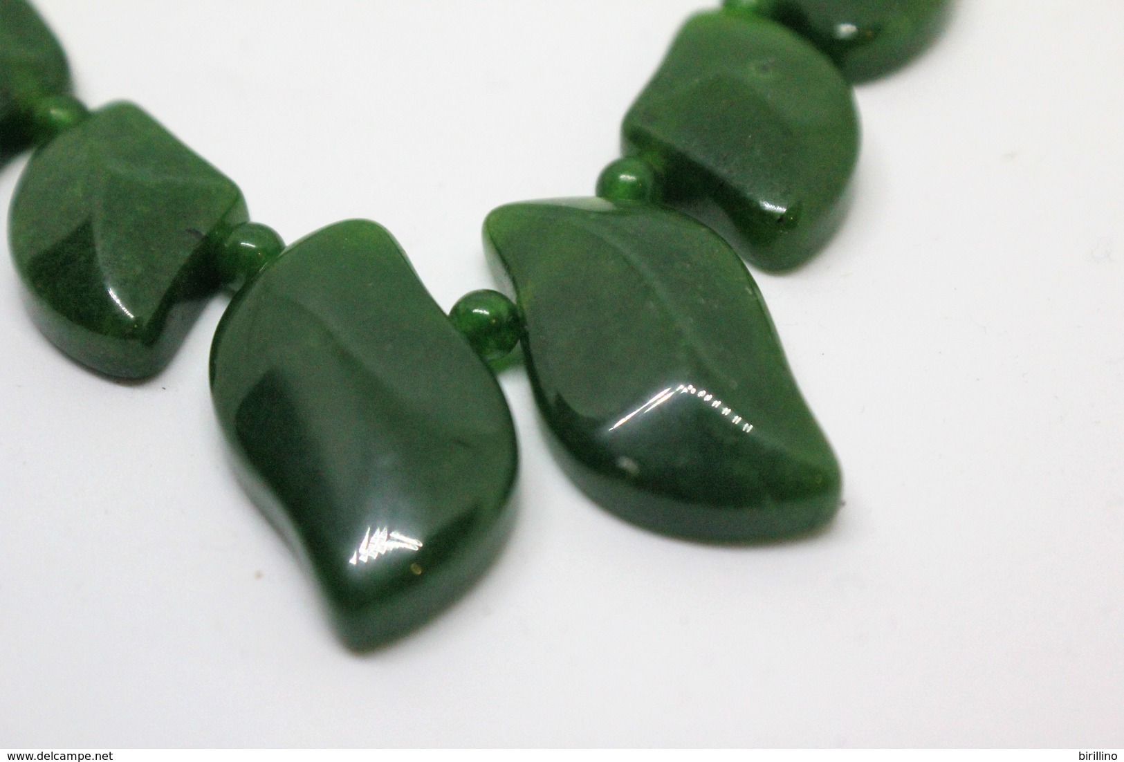 3856 - Collana Di Giada Naturale (serpentino New Jade) Lucidata A Mano. Peso Totale 44 Gr. - Art Oriental