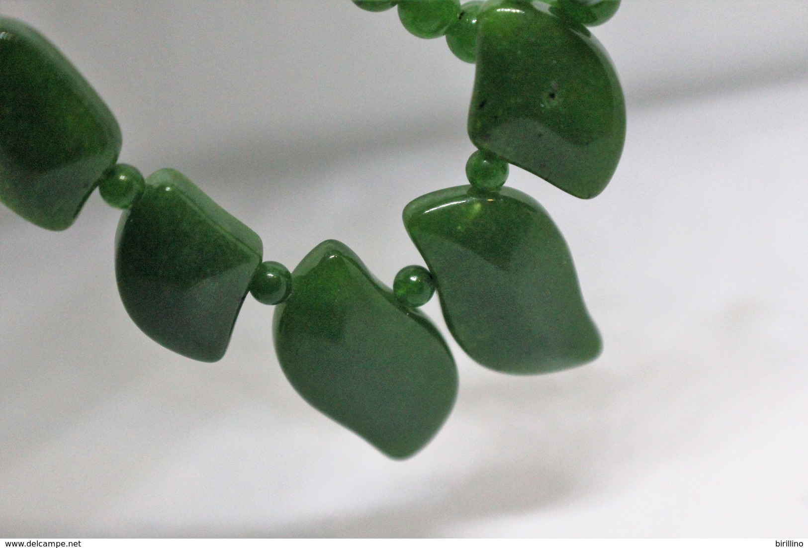 3856 - Collana Di Giada Naturale (serpentino New Jade) Lucidata A Mano. Peso Totale 44 Gr. - Art Oriental