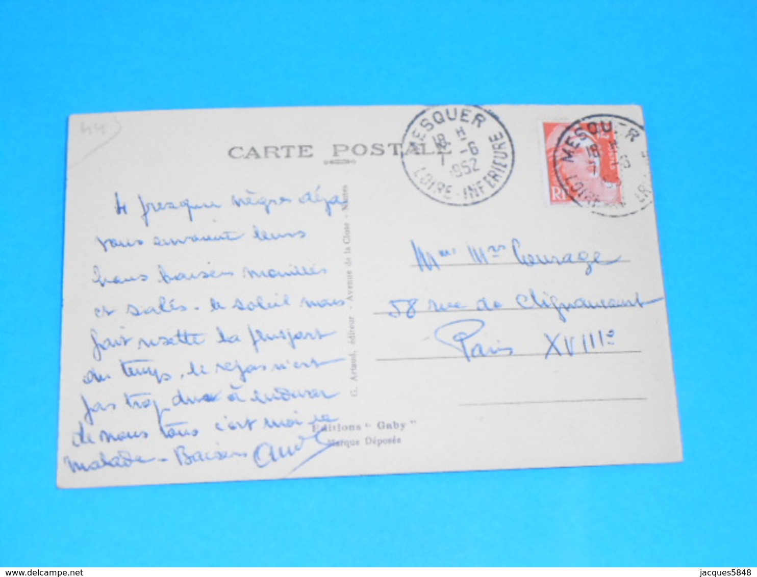 44 ) Mesquer -  N° 17 - Moulinde Ker Masson - Route De Saint-molf  : Année 1952 : EDIT : Artaud - Mesquer Quimiac
