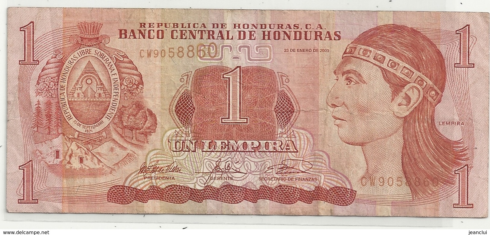 BANCO CENTRAL DE HONDURAS . 1 LEMPIRA . ISSUE 23 DE ENERO DE 2003 . 2 SCANES - Honduras