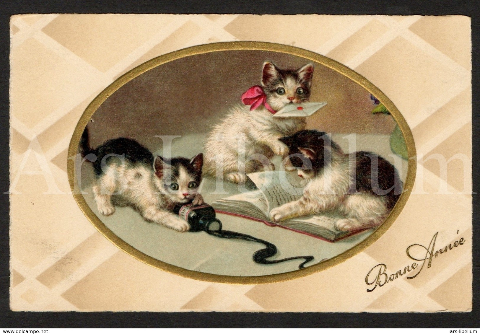 Postkaart / CPA / RELIEF Postcard / 2 Scans / Chats / Cats / Bonne Année / Unused / Ed. Pittius No 957 - Chats