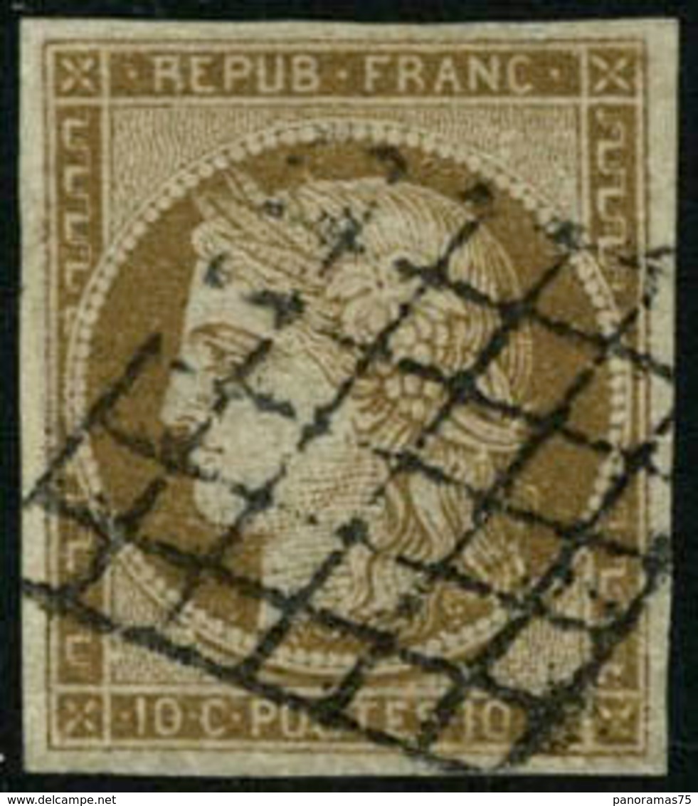 Oblit. N°1 10c Bistre, Signé Brun - TB - 1849-1850 Ceres