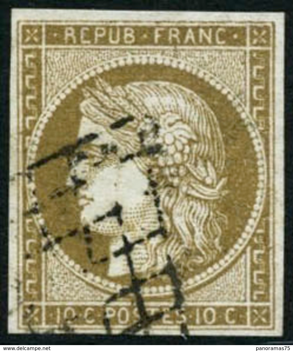Oblit. N°1b 10c Bistre Verdâtre - B - 1849-1850 Cérès