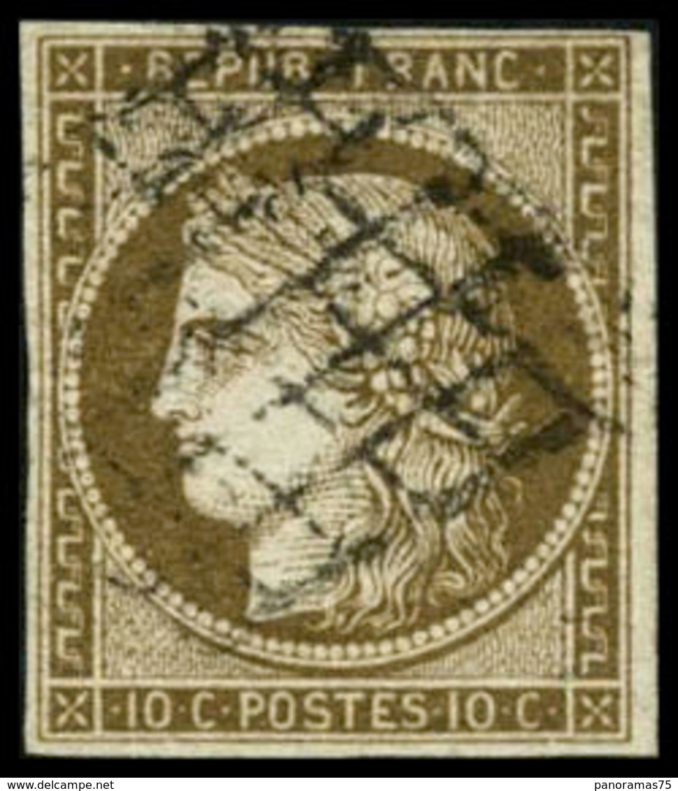 Oblit. N°1b 10c Bistre-verdâtre - TB - 1849-1850 Cérès