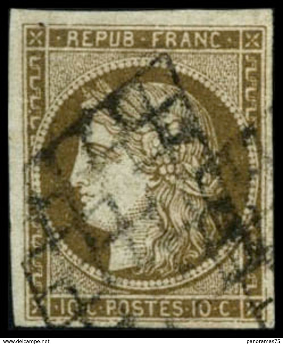 Oblit. N°1c 10c Bistre Verdâtre Foncé - TB - 1849-1850 Ceres