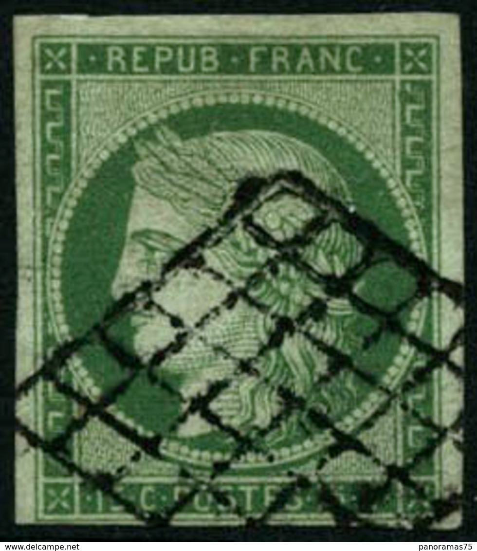 Oblit. N°2 15c Vert, Signé Brun - TB - 1849-1850 Cérès