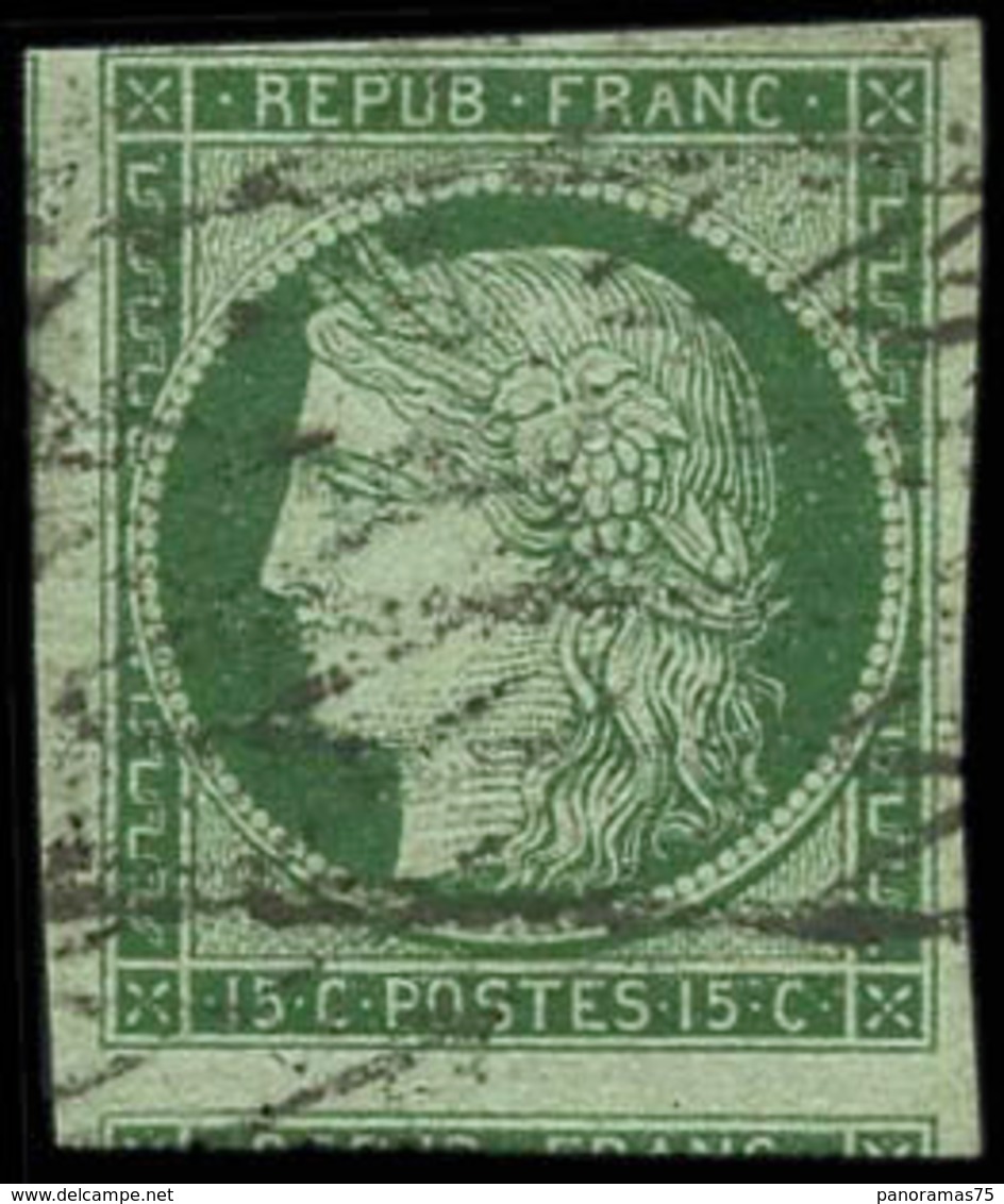 Oblit. N°2a 15c Vert-clair, Signé Brun - TB - 1849-1850 Cérès