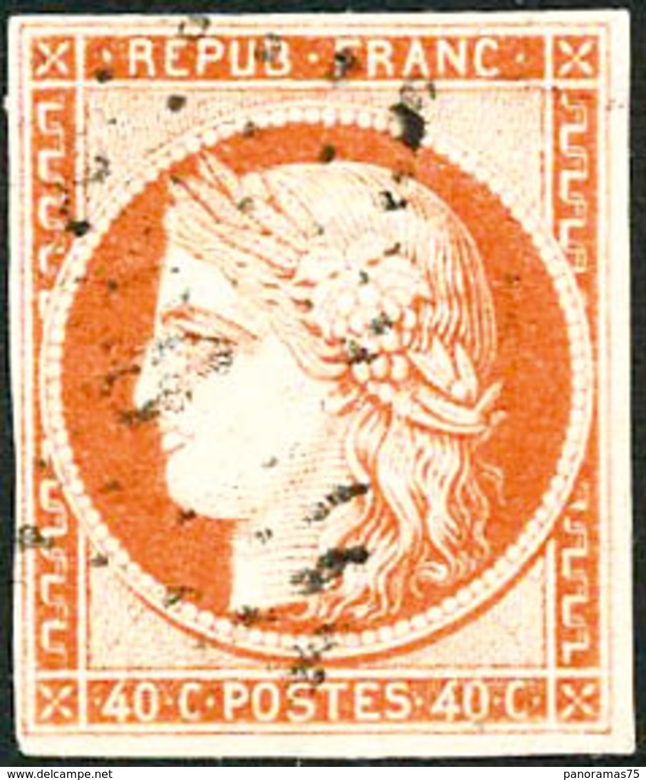 Oblit. N°5 40c Orange, Pelurage - B - 1849-1850 Ceres