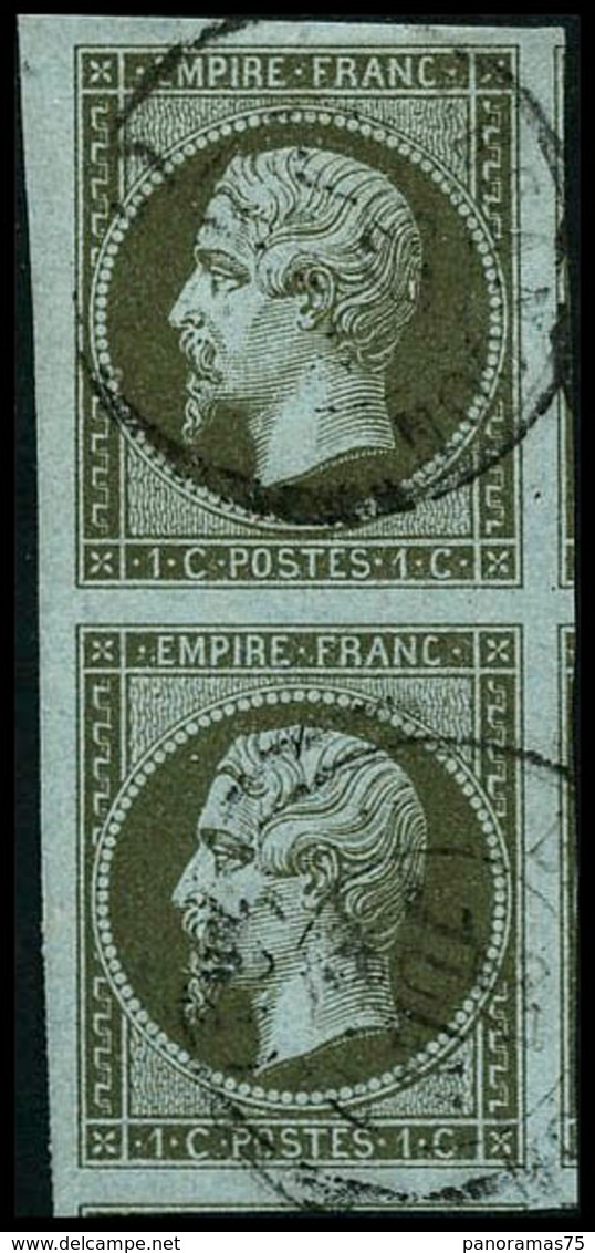 Oblit. N°11 1c Olive, Paire Pièce De Luxe - TB - 1853-1860 Napoleon III