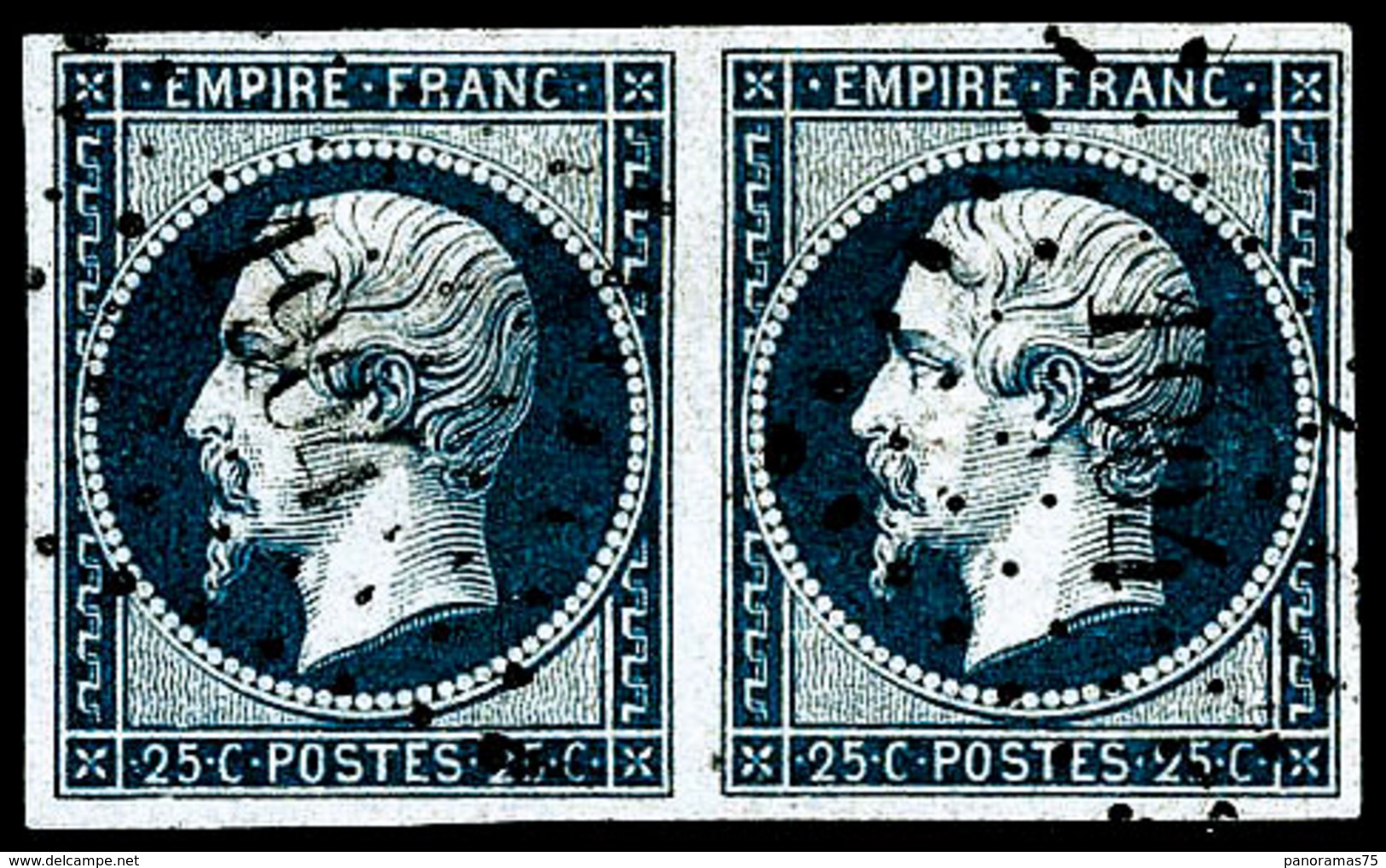 Oblit. N°15 25c Bleu, Paire - TB - 1853-1860 Napoléon III.