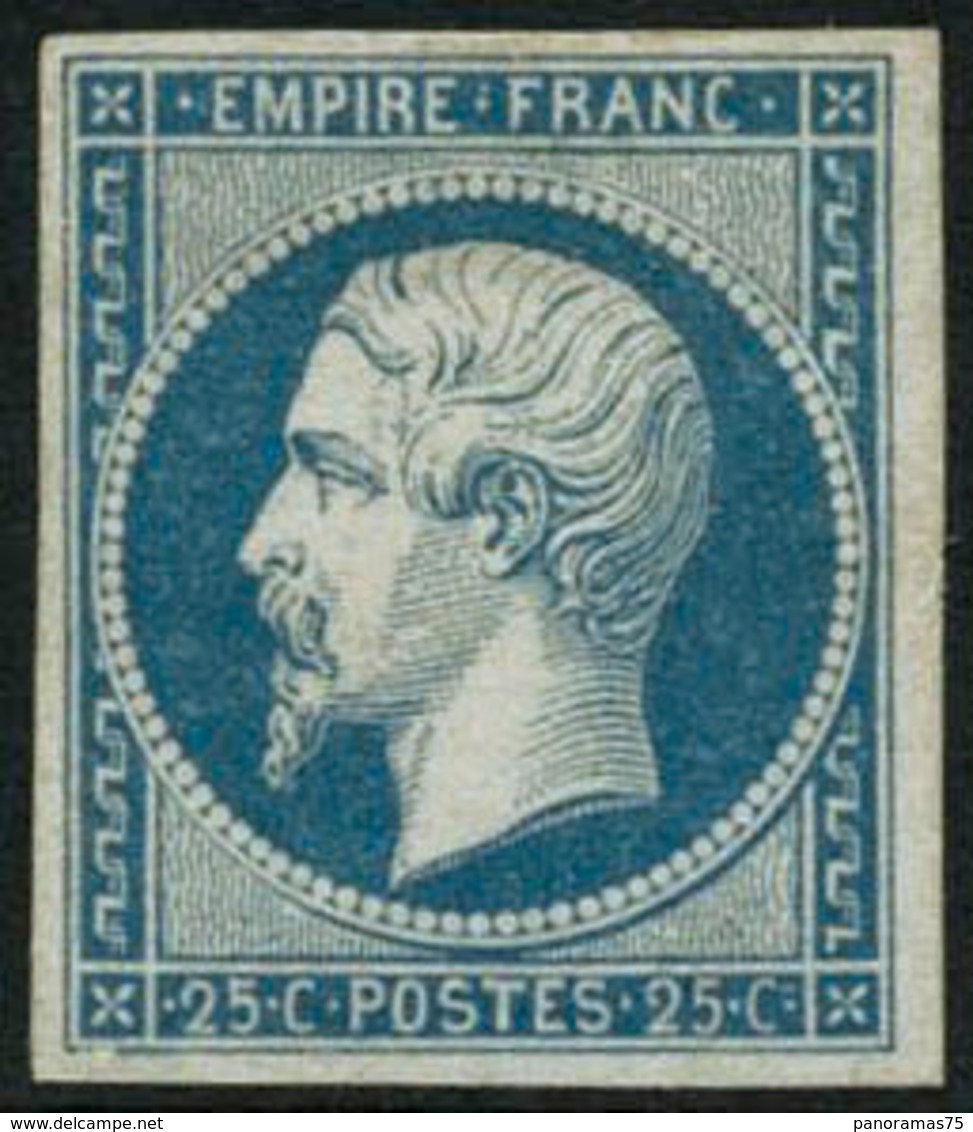 * N°15a 25c Bleu Laiteux, Signé Roumet Et Lemaire - TB - 1853-1860 Napoléon III.