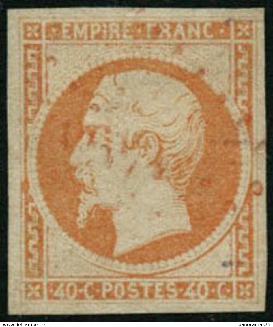 Oblit. N°16 40c Orange, Obl PC Rouge (le Havre) Signé Calves - TB - 1853-1860 Napoleon III