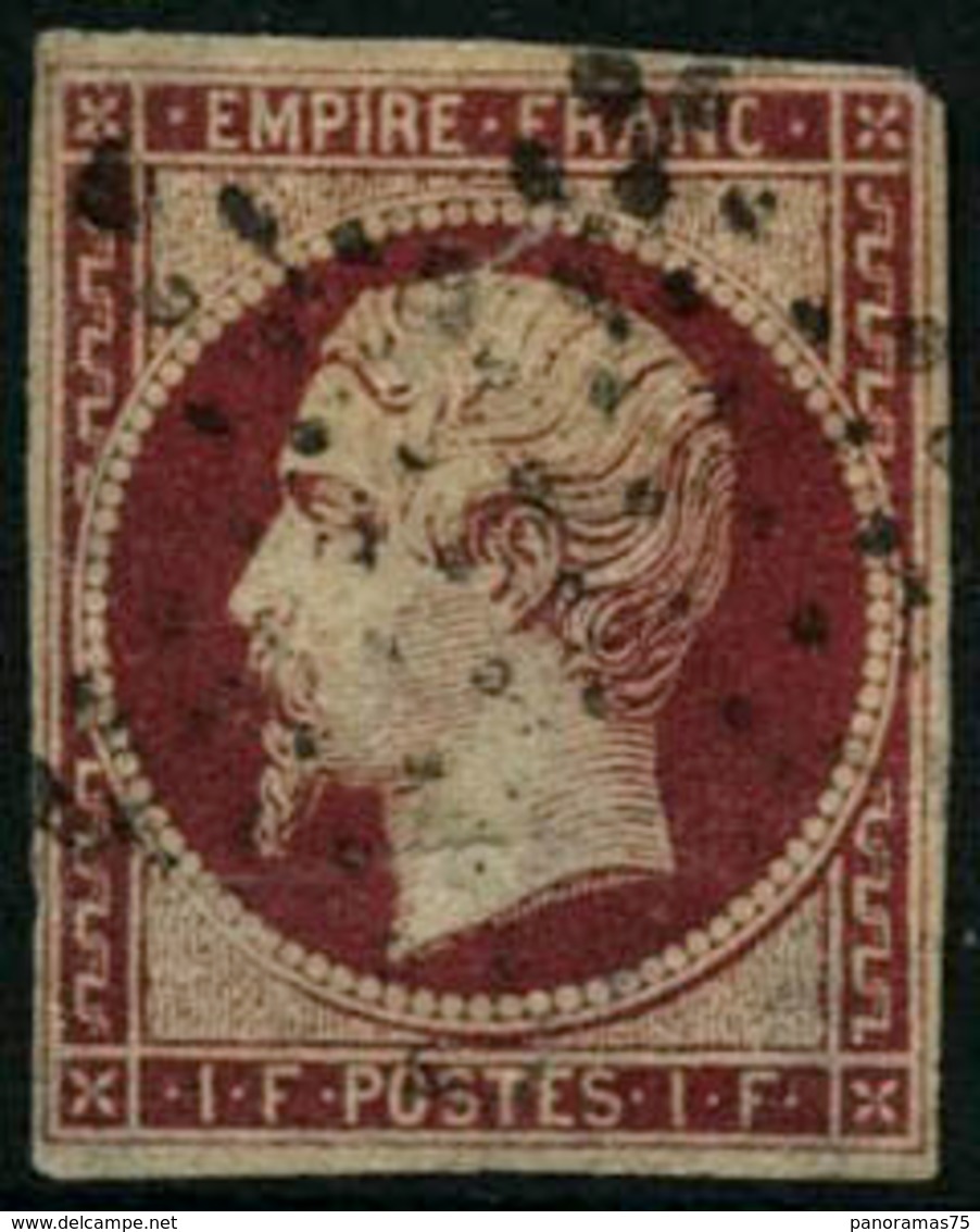 Oblit. N°18 1F Carmin, Beau 2ème Choix - B - 1853-1860 Napoléon III.