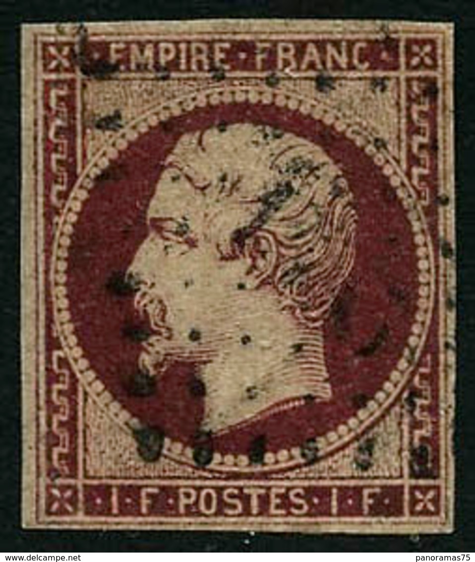 Oblit. N°18a 1F Carmin Foncé, Infime Pelurage - B - 1853-1860 Napoleon III