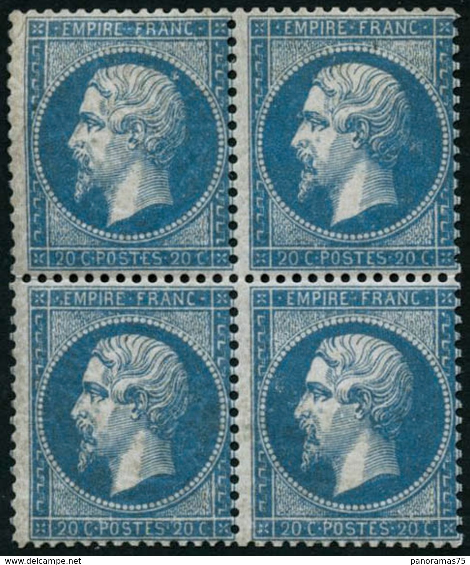 ** N°22 20c Bleu, Bloc De 4 - TB - 1862 Napoleon III