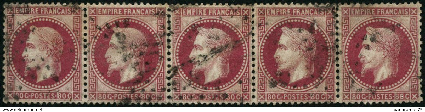 Oblit. N°32 80c Rose, Bande De 5 - TB - 1863-1870 Napoléon III. Laure