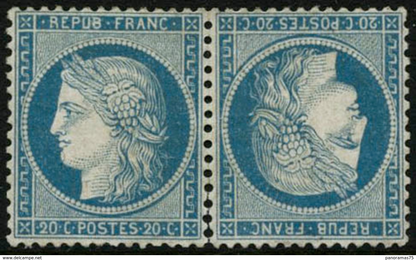 ** N°37c 20c Paire Tête-bèche - TB - 1870 Beleg Van Parijs