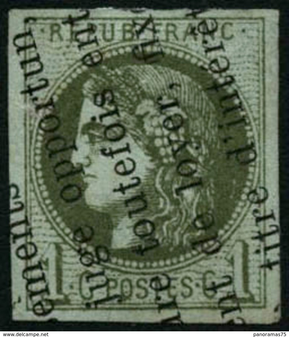 Oblit. N°39A 1c Olive R1 Obl Typo - TB - 1870 Ausgabe Bordeaux