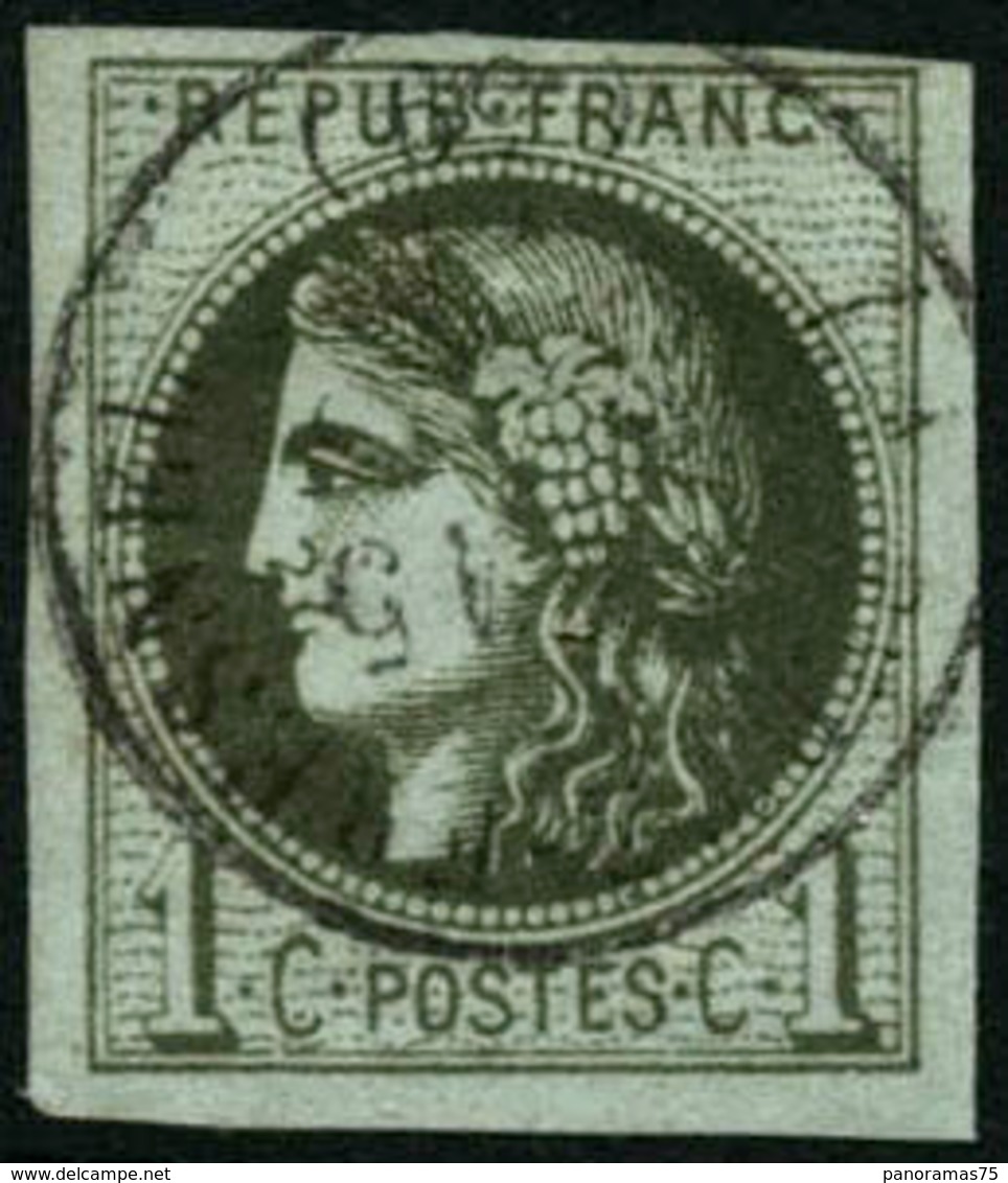 Oblit. N°39Ab 1c Olive Foncé, R1 - TB - 1870 Uitgave Van Bordeaux