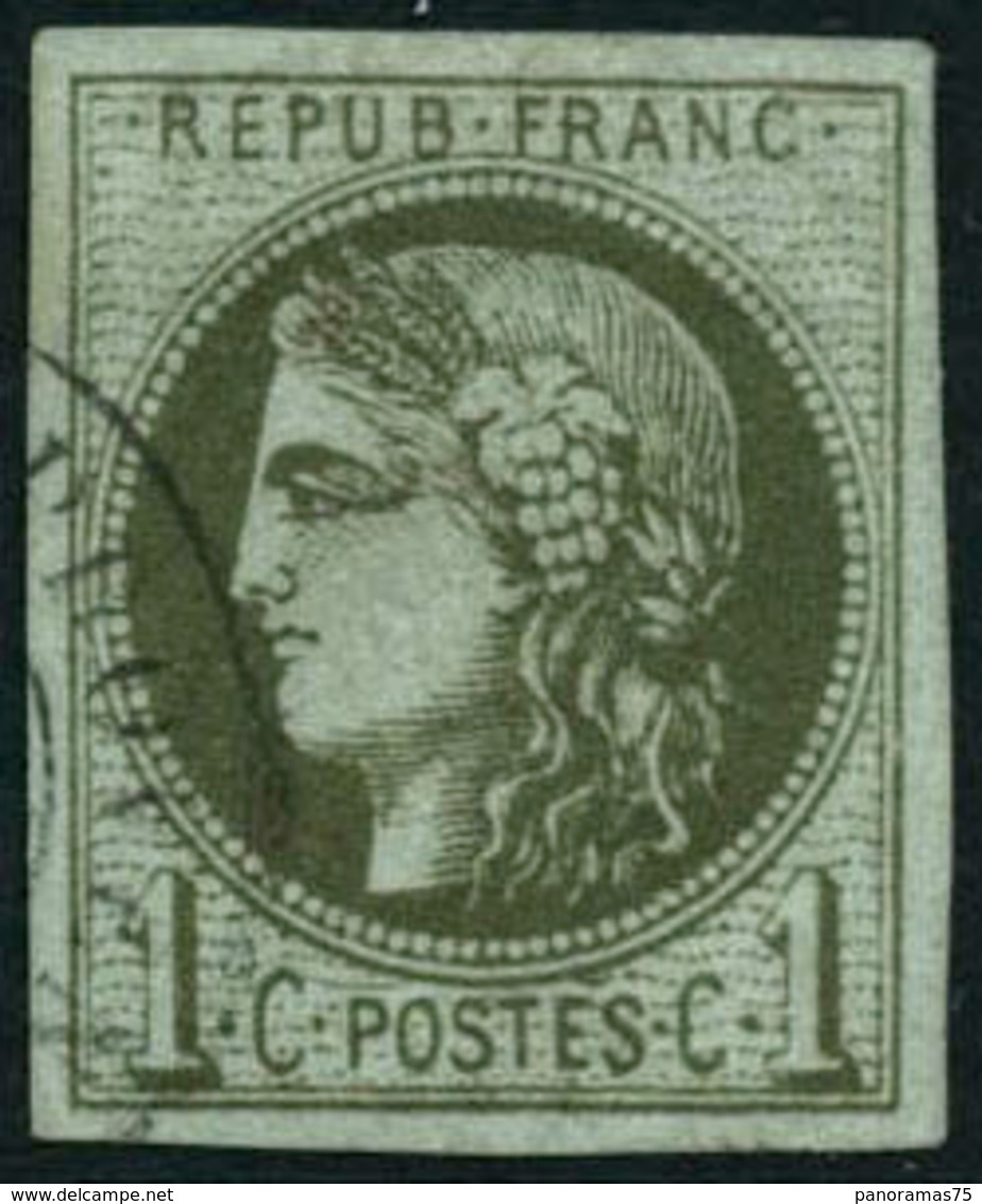 Oblit. N°39B 1c Olive R2 - TB - 1870 Ausgabe Bordeaux