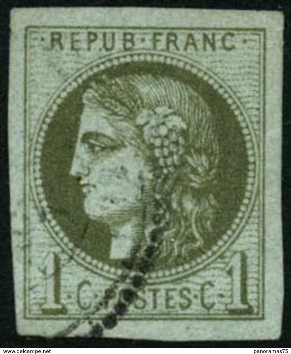 Oblit. N°39Ca 1c Olive Clair R3, Pièce De Luxe - TB - 1870 Uitgave Van Bordeaux