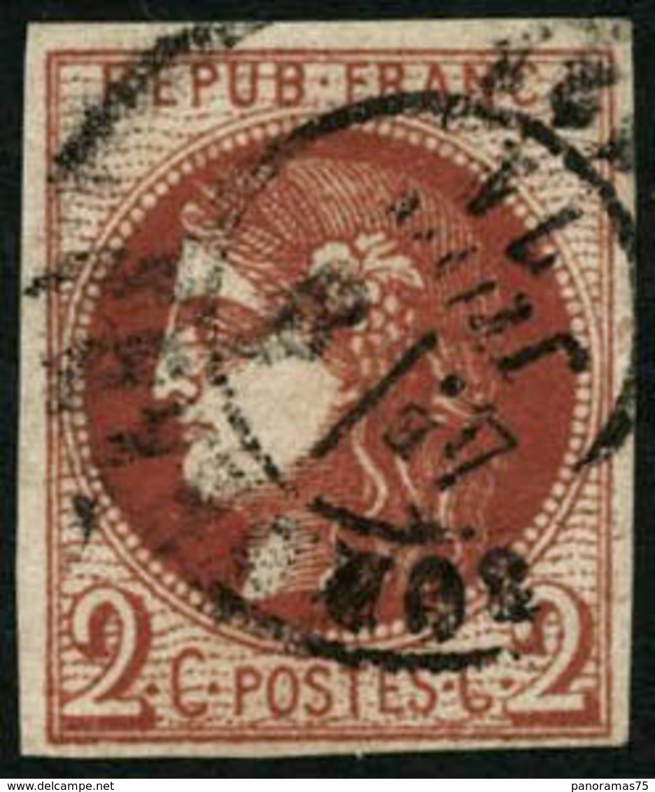 Oblit. N°40Ba 2c Rouge-brique, Signé Calves - TB - 1870 Uitgave Van Bordeaux