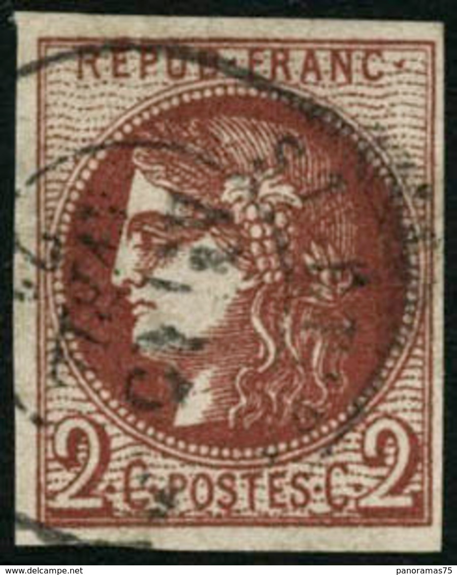 Oblit. N°40Ba 2c Rouge-brique R2, Infime Pelurage Au Verso - B - 1870 Ausgabe Bordeaux