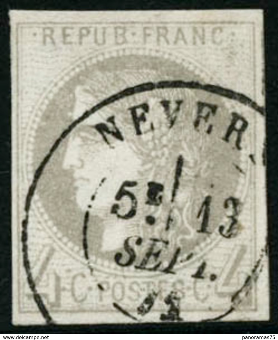 Oblit. N°41B 4c Gris, R2 - TB - 1870 Ausgabe Bordeaux