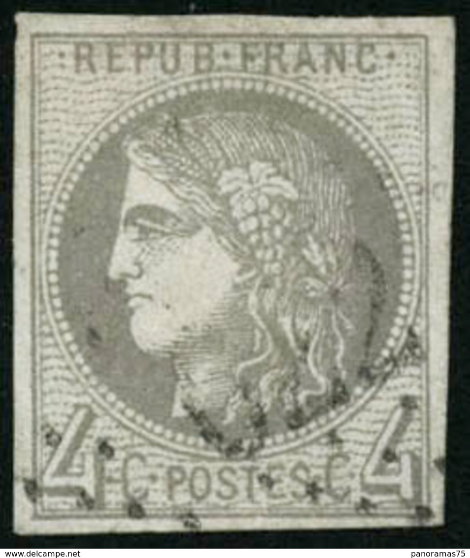Oblit. N°41B 4c Gris, R2 - TB - 1870 Ausgabe Bordeaux