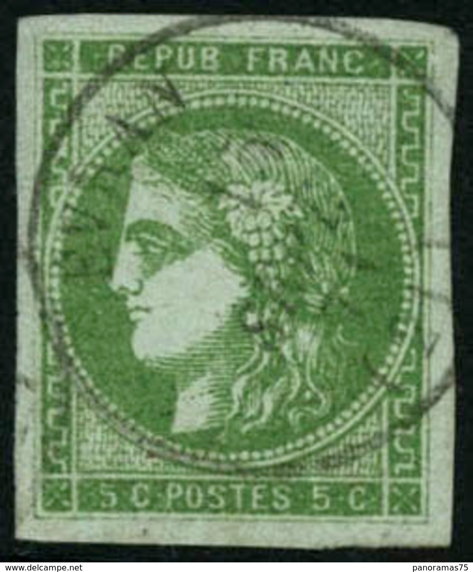 Oblit. N°42B 5c Vert-jaune, R2 - TB - 1870 Uitgave Van Bordeaux