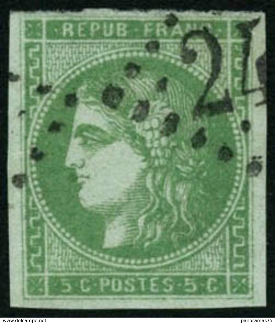 Oblit. N°42Bb 5c Vert-émeraude Clair, R2 - TB - 1870 Ausgabe Bordeaux