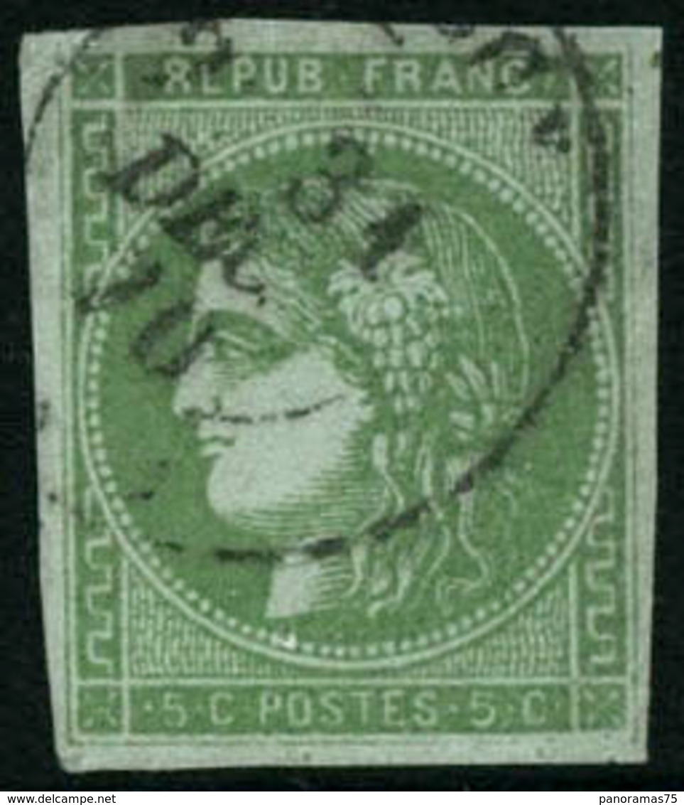 Oblit. N°42Bc 5c Vert-gris, R2 - TB - 1870 Uitgave Van Bordeaux