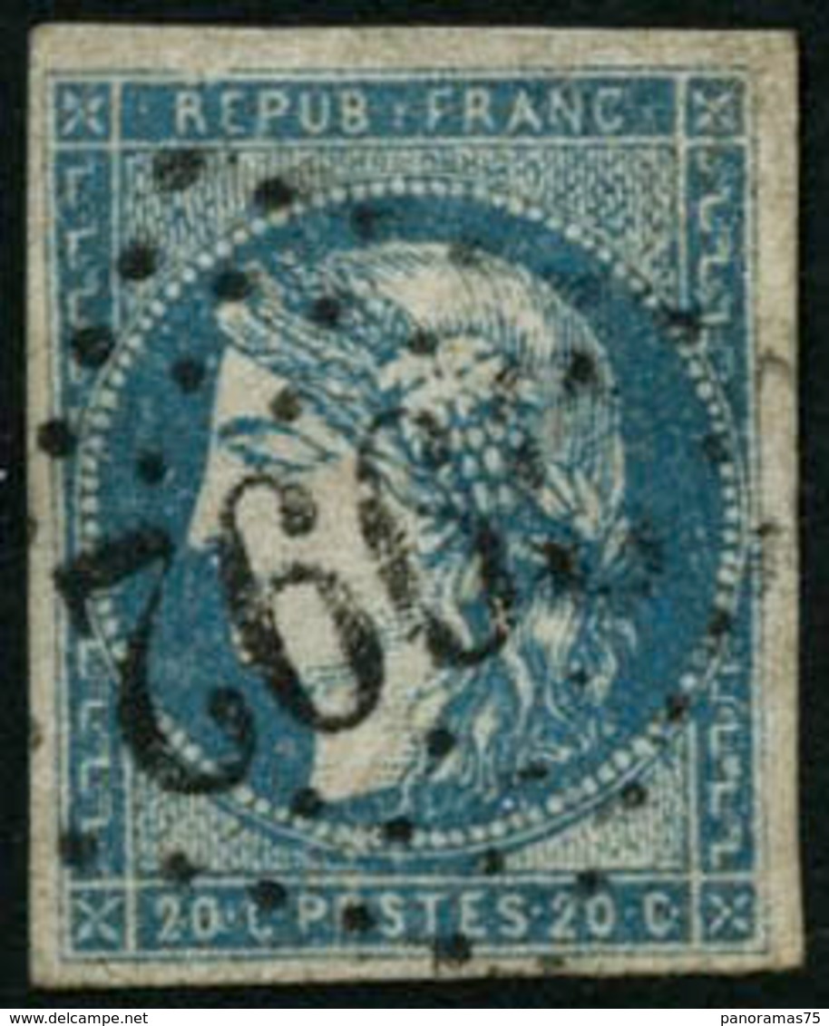 Oblit. N°44A 20c Bleu, Type I R1 - TB - 1870 Ausgabe Bordeaux