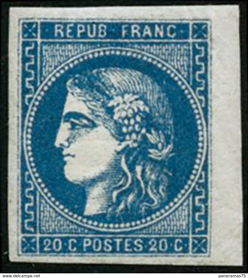 ** N°46B 20c Bleu, Type III R2, Pièce De Luxe - TB - 1870 Ausgabe Bordeaux