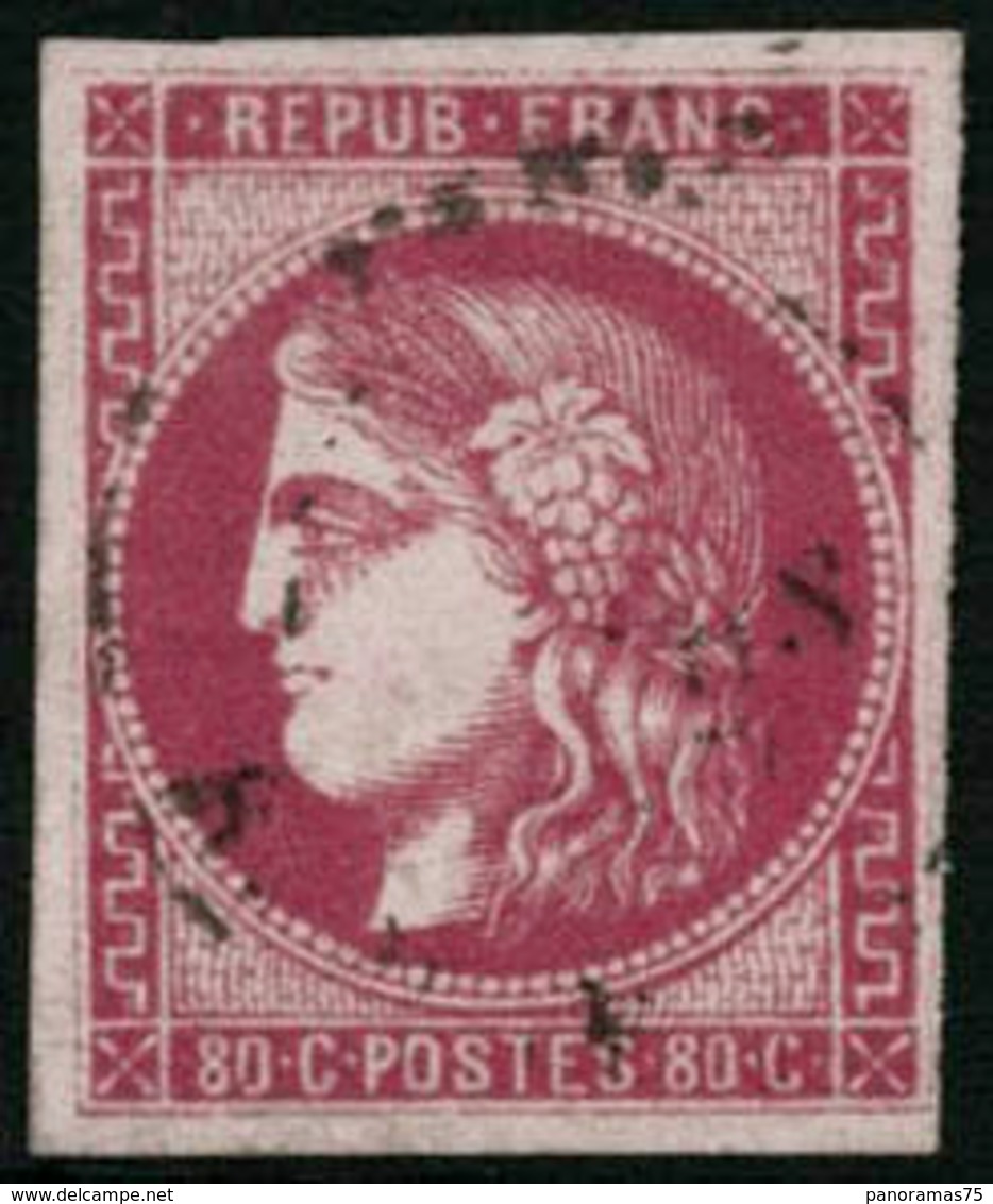 ** N°49 80c Rose, Percé En Lignes - TB - 1870 Ausgabe Bordeaux