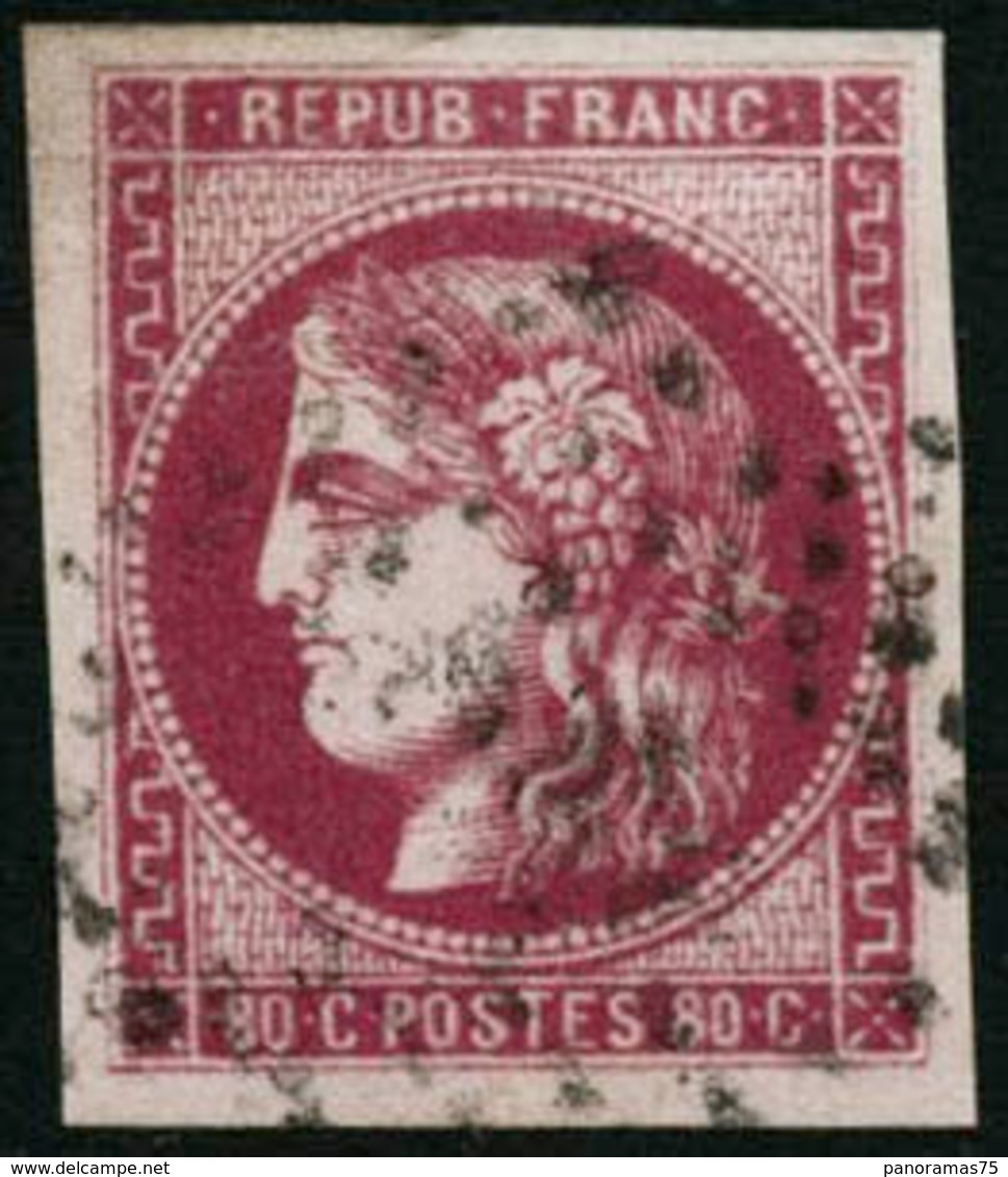 Oblit. N°49c 80c Rose Carminé - TB - 1870 Ausgabe Bordeaux