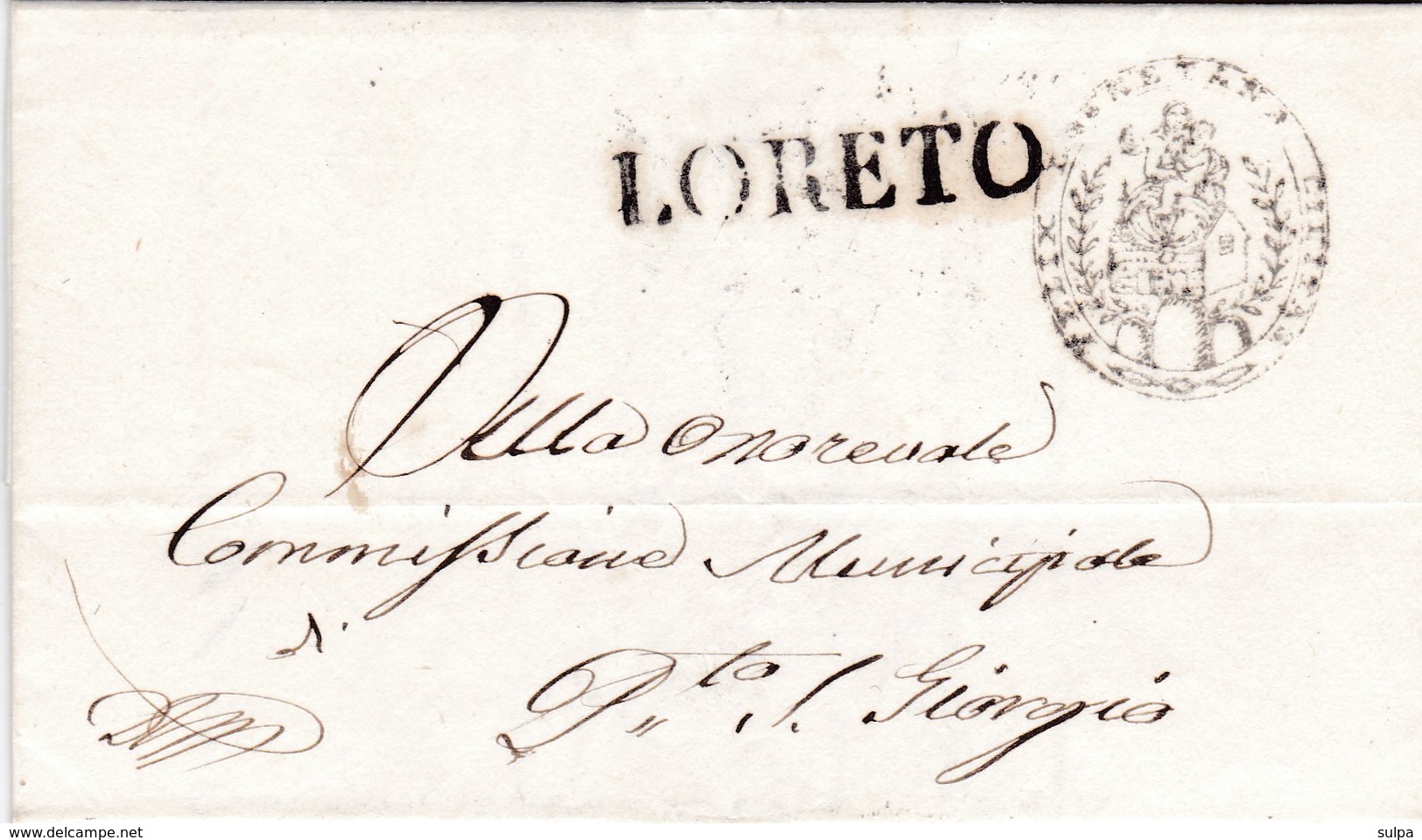 LORETO. Lettre Préphilatélique 1860. Traslazione Della Santa Casa. N.D. De Lorette - 1. ...-1850 Prefilatelia