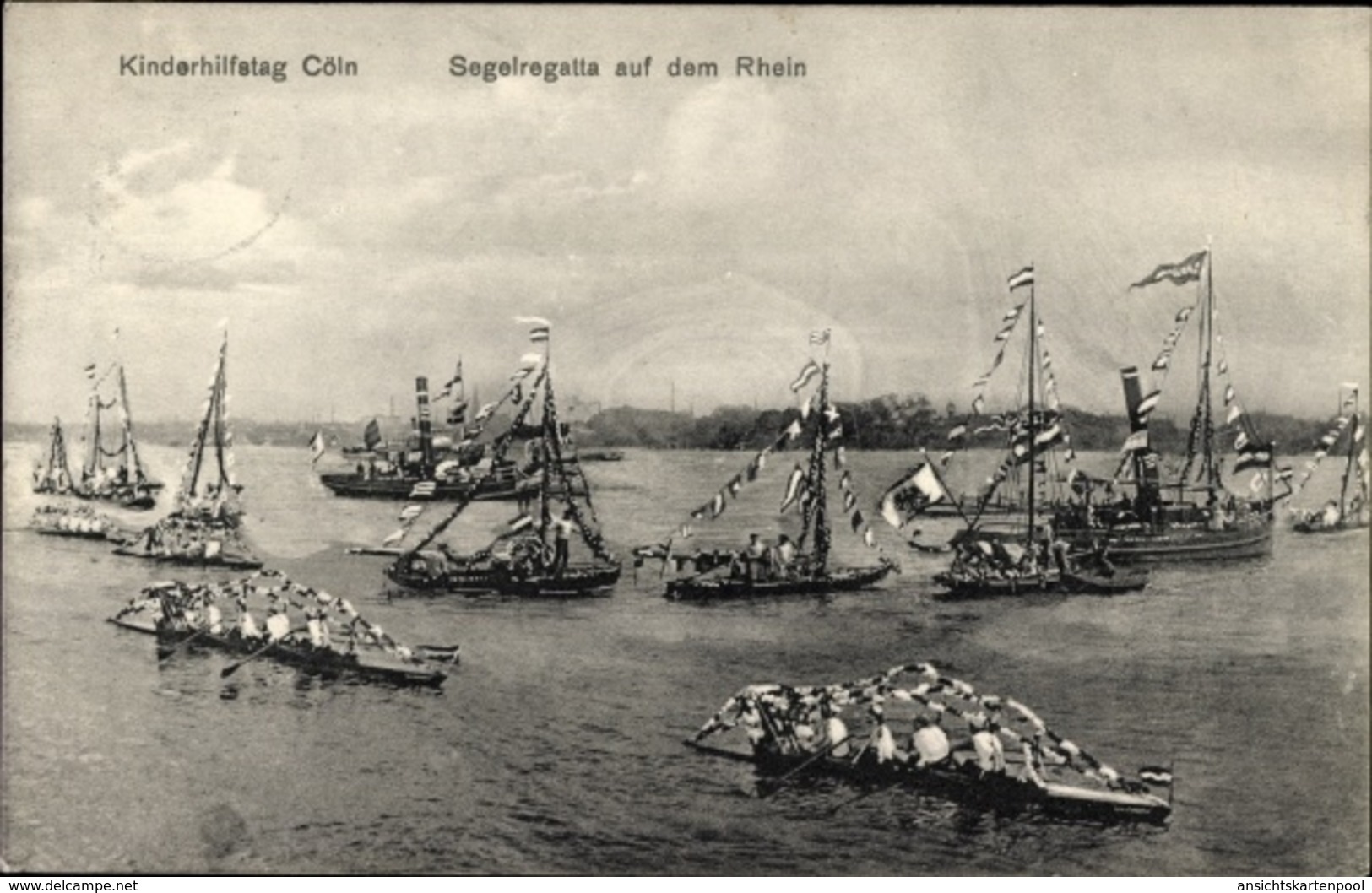 Cp Köln Am Rhein, Kinderhilfstag, Segelregatta Auf Dem Rhein, Schiffe - Autres & Non Classés