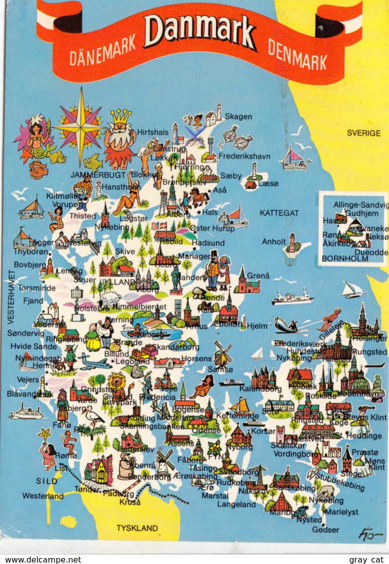 Denmark, Mini Map, 1985 Used Postcard [22255] - Dinamarca