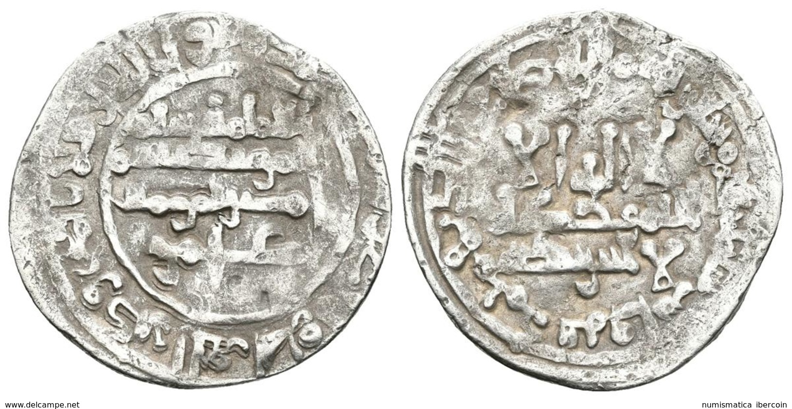 CALIFATO DE CORDOBA. Hisham II. Dirham. 379H. Madinat Fas (Fez). Citando 'Amir. V. 603. Ar. 2,53g. MBC-. Escasa. - Islamische Münzen