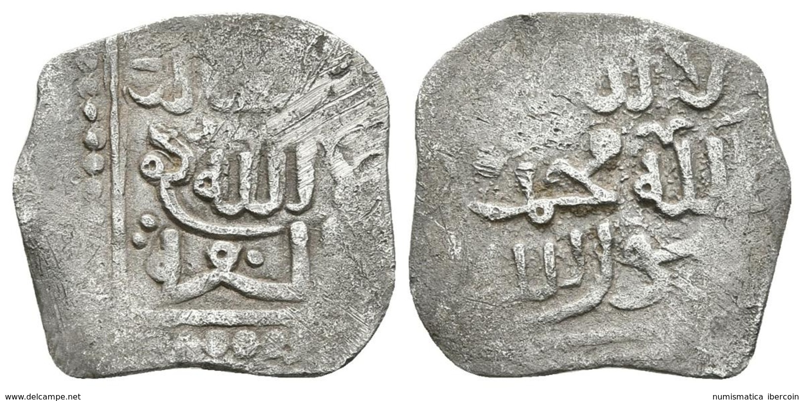 REINO DE GRANADA. Nasaríes. 1/2 Dirham. Anónimo. Malaqa (Málaga). V.2195; R. Lorente 62. Ar. 0,33g. MBC-. Rara. - Islámicas