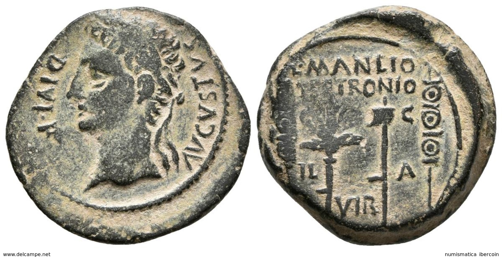 ILICI. Semis. Epoca De Augusto. 27 A.C.-14 D.C. Elche (Alicante). A/ Cabeza Del Emperador Laureada A Izquierda, Alrededo - Gauloises