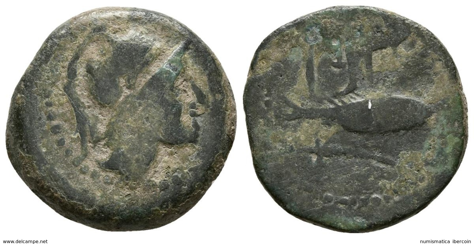 SEXI. Semis. 200-20 A.C. Almuñecar (Granada). A/ Cabeza Masculina A Derecha Con Casco Con Penacho. R/ Atún A Derecha, En - Celtic