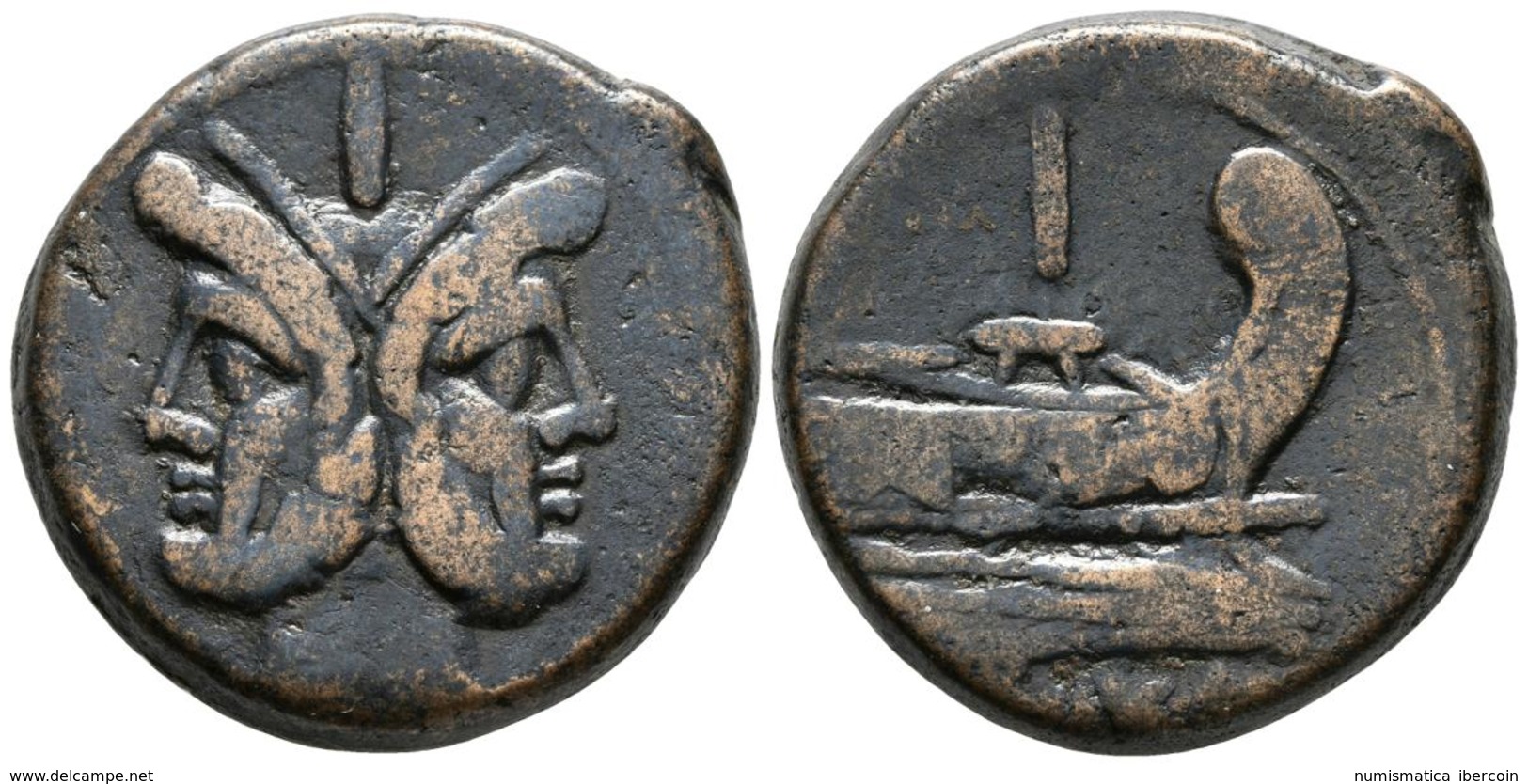 ACUÑACIONES ANONIMAS. As. 157-156 A.C. Roma. A/ Cabeza De Jano Bifronte, Encima I. R/ Proa De Nave A Derecha, Encima I,  - Republic (280 BC To 27 BC)