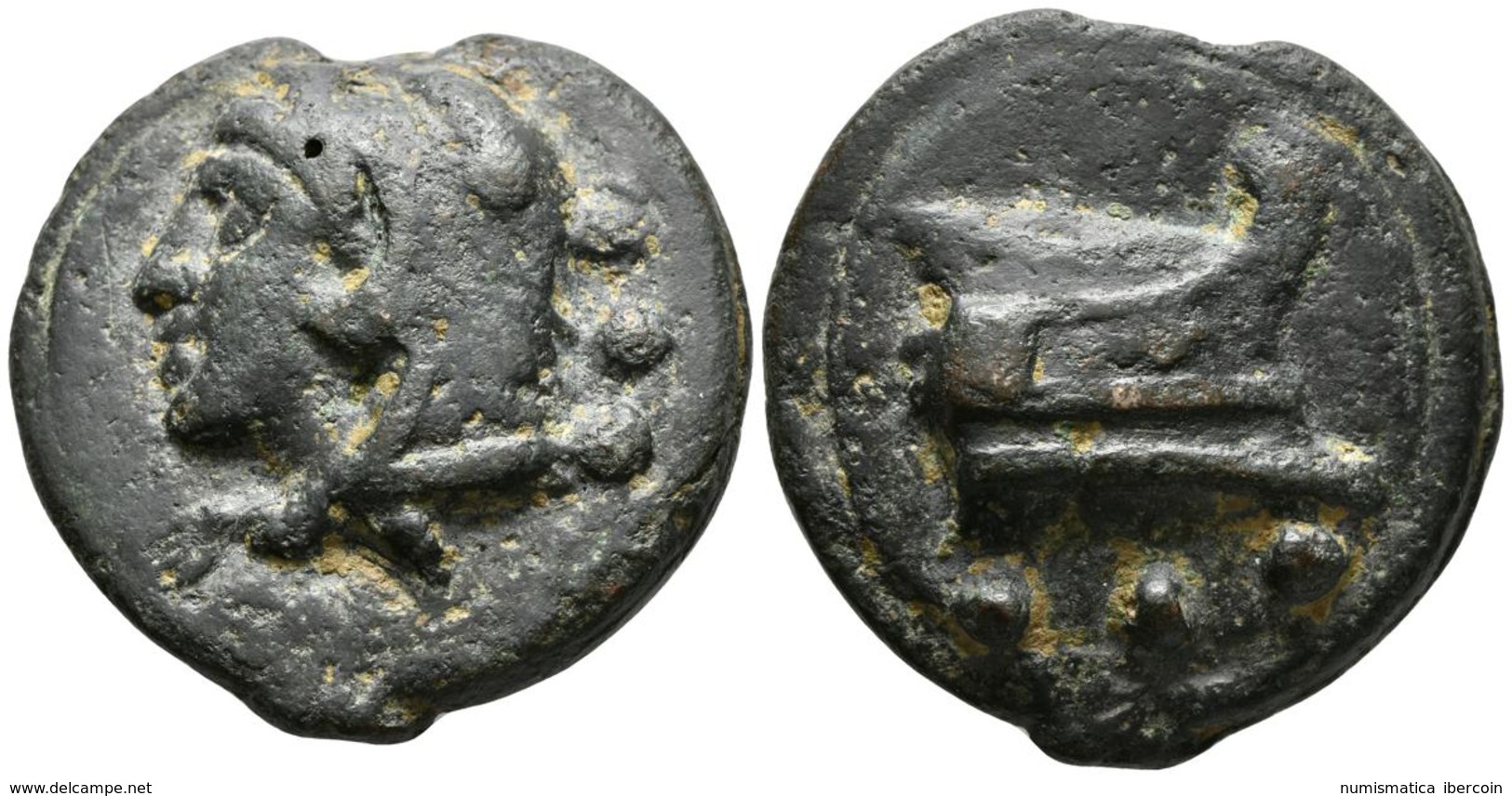 ACUÑACIONES ANONIMAS. Aes Grave. Quadrans. 225-217 A.C. Roma. A/ Cabeza De Herakles-Hércules A Izquierda Con Piel De Leó - Republic (280 BC To 27 BC)