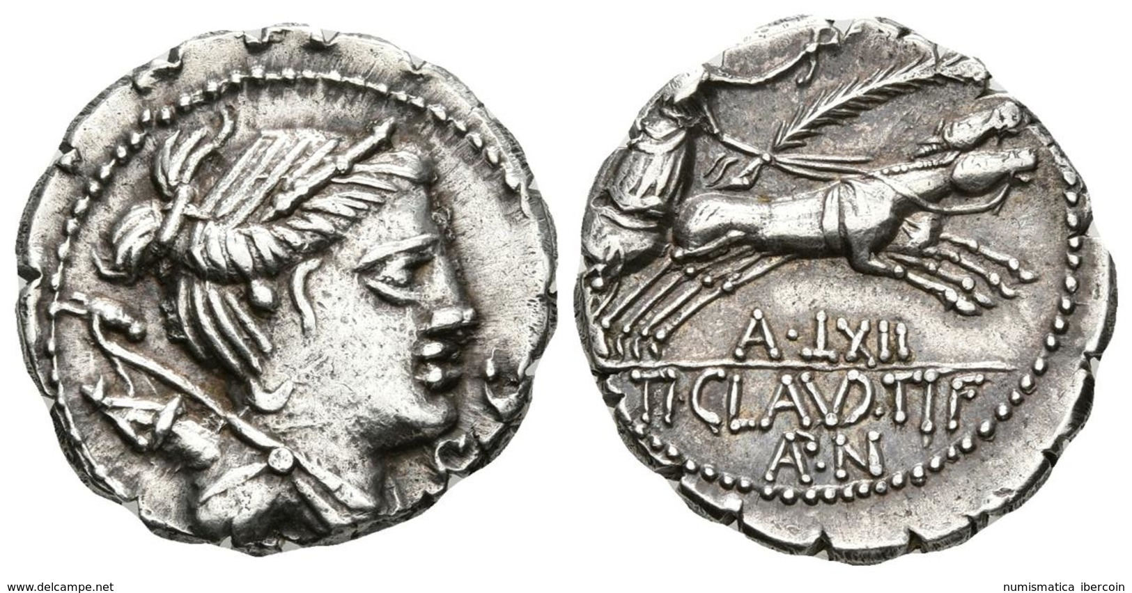 TI. CLAUDIUS NERO. Denario. 79 A.C. Roma. A/ Busto De Diana A Derecha, Portando Arco Y Carcaj En Las Espaldas, Delante S - República (-280 / -27)